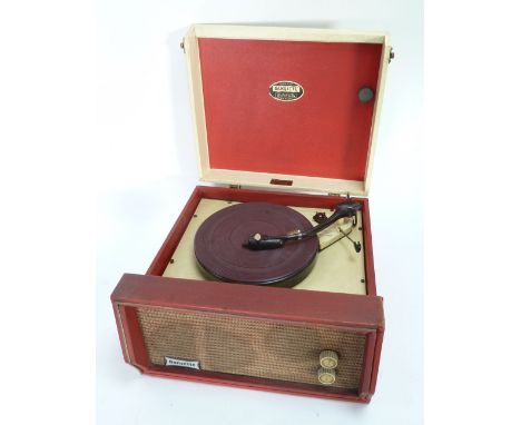DANSETTE CELEBRITY A.C MAINS PORTABLE RECORD PLAYER, AND FOUR PORTABLE RADIOS; Grundig 'Yacht-boy', ITT Palmino, PYE and Fide