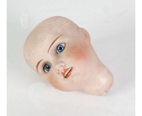 J. VERLINGUE, FRANCE, EARLY 20th CENTURY BISQUE DOLL'S HEAD with good quality fixed blue eyes, open mouth with red lips and s