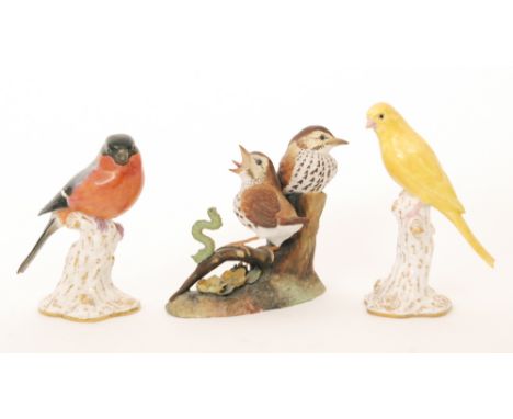 Two Royal Worcester models of birds comprising a Bullfinch model 2662, dated 1918 and a Yellow Canary model 2665 S/D together