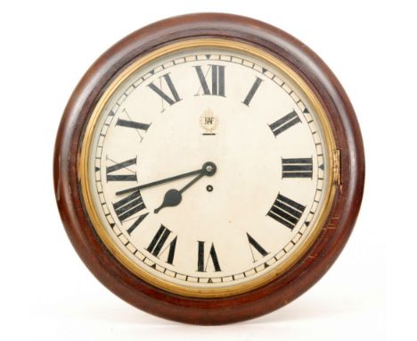 A 20th Century oak framed circular wall clock, later painted dial with RAF insignia, diameter 46cm