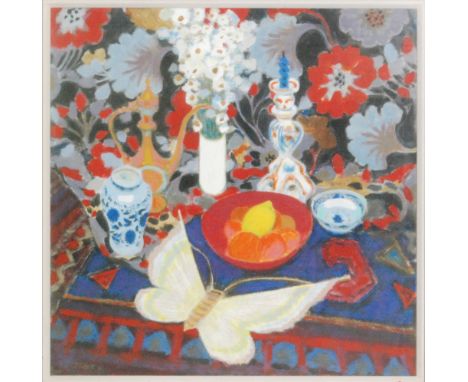JACK SHORE (1922-2008) - 'Butterfly and Candlestick', oil on board, signed, signed and titled verso, framed, 82cm x 79cm.