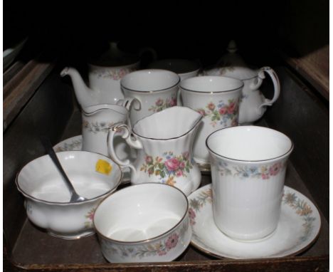 An assortment of Royal Albert part tea service from the Belinda range, to include cups, saucer, tea pot, coffee pot, etc £20-