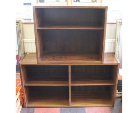 A contemporary rose wood veneered free-standing book case with adjustable shelf, 60H x 70W x 32cmD, with a contemporary rosew