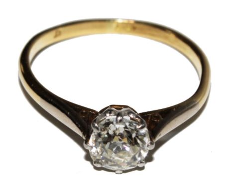 A fine solitaire diamond ring, approx 80 points, spread weight set in 18 carat gold  £600-700