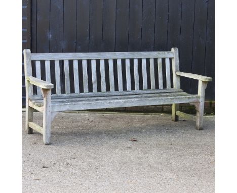 A teak slatted garden bench, 190cm