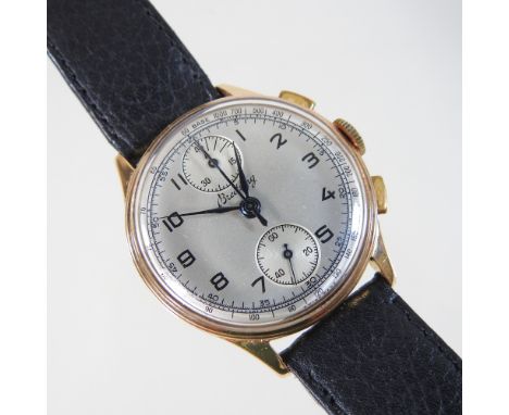 A Breitling 10 carat gold cased vintage gentleman's automatic wristwatch, the signed silvered dial with Arabic hours and subs
