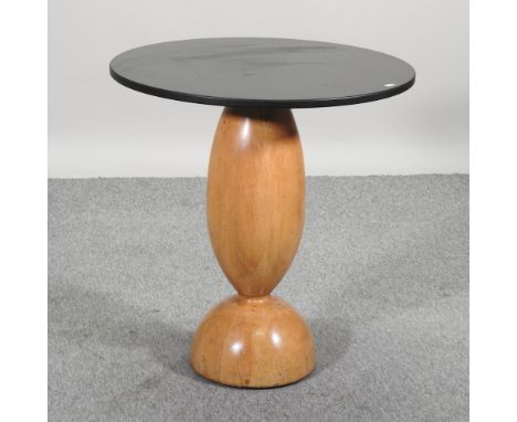 An Art Deco style occasional table, with a circular slate top, 70cm diameter