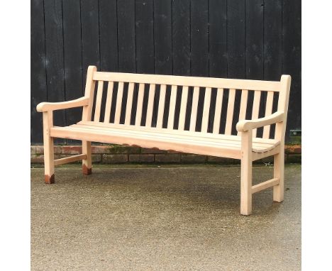 A teak slatted garden bench, 180cm