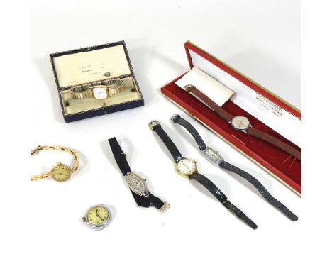 An early 20th century 9 carat gold ladies wristwatch, together with an Art Deco style gold cocktail watch and various wristwa