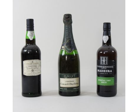 Two bottles of vintage Madeira wine, together with a bottle of champagne (3)