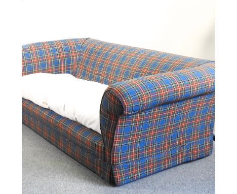 A tartan upholstered sofa, bearing a label for the Conran Shop, 225cm