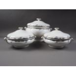 A pair of Wedgwood "Chartley" pattern vegetable tureens and a matching soup tureen