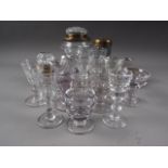 A quantity of 19th century and later penny licks, including liqueurs and ports, and four inkwells,