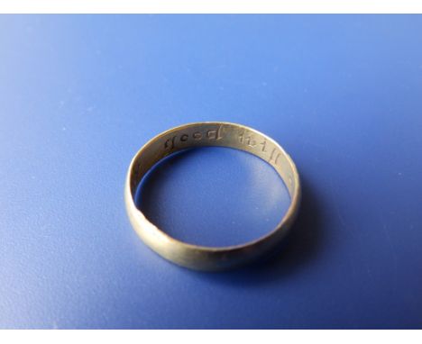 A plain gold antique posy ring engraved to inside – 'Accept my goodwill'.  Finger size K.