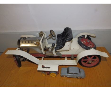 A Mamod steam car, a Corgi Morris Cowley and a Lesny traction engine. (3)