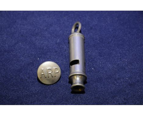 ARP button and ARP whistle by J. Hudson & Co. Barr Street Hockley Birmingham 