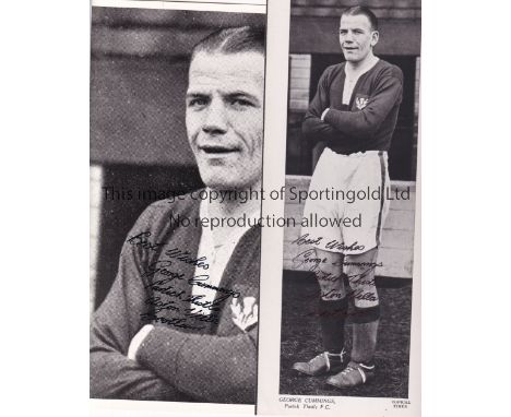 GEORGE CUMMINGS / PARTICK THISTLE / AUTOGRAPHS     Two signed photographs 10" X 8" portrait and 10" X 4.5" in Partick kit.   
