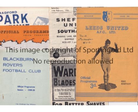SOUTHAMPTON     Eight Southampton away programmes from the 1949/50 season against Leeds United , Sheffield United , Tottenham
