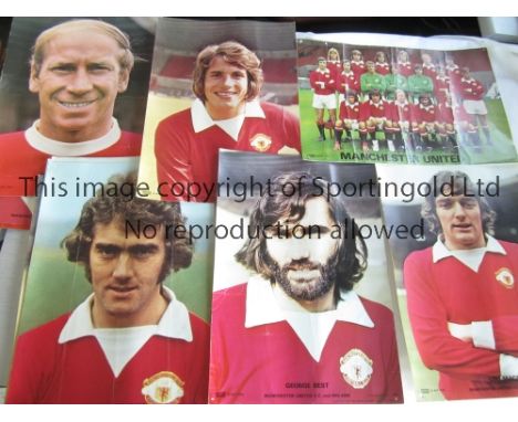 MANCHESTER UNITED    Twelve 17" X 12" prints issued by Coffer in the early 1970's including a team group, Trevor Anderson, Ge