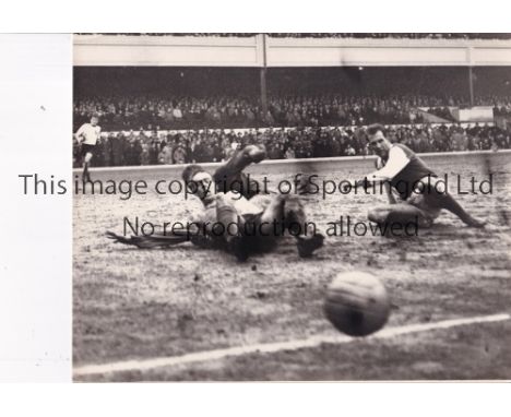 ARSENAL       Three 10" X 8" black &amp; white Press photographs with paper notations on the reverse: McLeod in action v Man.