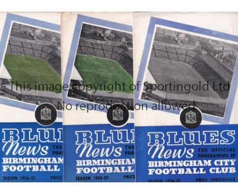 BIRMINGHAM CITY 56/7   Twenty six home programmes 56/7, includes opening of floodlights v Borussia Dortmund (punch-holes), 21