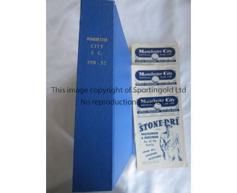 MAN CITY      A collection of all 22 Manchester City home programmes from the 1951/52 season beautifully housed in a blue bin