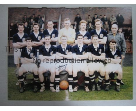 SCOTLAND      Eight photos, each measuring 16” x 12” and signed in permanent marker to include Denis Law scoring at Wembley i