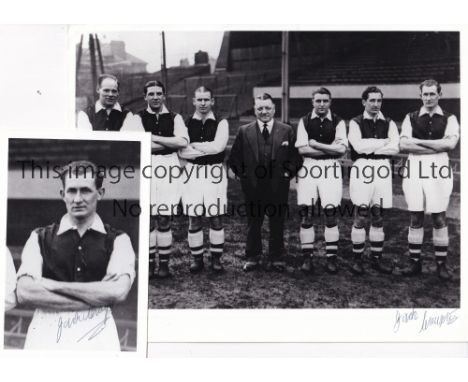 JACK CRAYSTON / ARSENAL / AUTOGRAPHS    Two signed black &amp; white photographs. A 10" X 8" of six of the seven Arsenal play