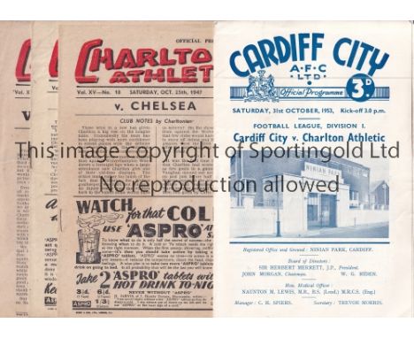 CHARLTON     Seventeen homes programmes and one away. Homes to include Watford (Cup) 44/45 (fair), Coventry City, Arsenal , A