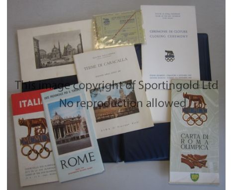 1960 OLYMPIC GAMES ROME       Official Press folder with writing pad, Press pass, Olympic Italy and Rome map, Olympic Tourist