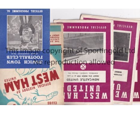 WEST HAM     Fifty two homes 1959-1980 and an away at Ipswich 1962/63 plus FA Cup Finals 1964 (w/songsheet) and 1980 and ECWC