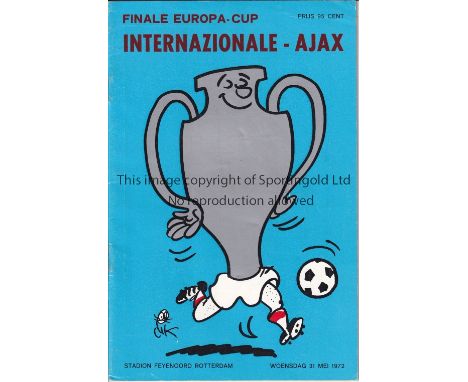 1972 EUROPEAN CUP FINAL    Programme for Inter Milan v Ajax in Rotterdam.    Good