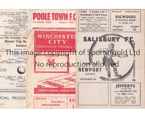 SALISBURY      Six Salisbury programmes homes v Torquay United Western League 1958/59 and Newport County FA Cup 2nd Round 195