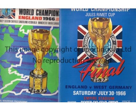 WORLD CUP 1966     Tournament programme and the Final programme England v West Germany at Wembley. Teams very neatly inserted