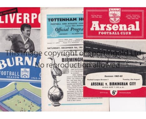 BIRMINGHAM 60s Collection of Birmingham away programmes, 24 x 60/61, 19 x 61/2 inc League Cup at Swindon, and 18 x 62/3. Mino