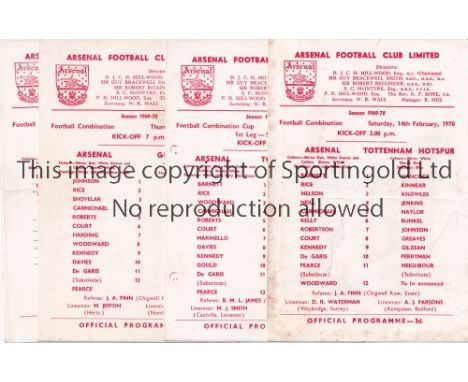 ARSENAL    Twelve single card home reserve team programmes for season 1969/70 v. Walsall scores entered, Birmingham scores en