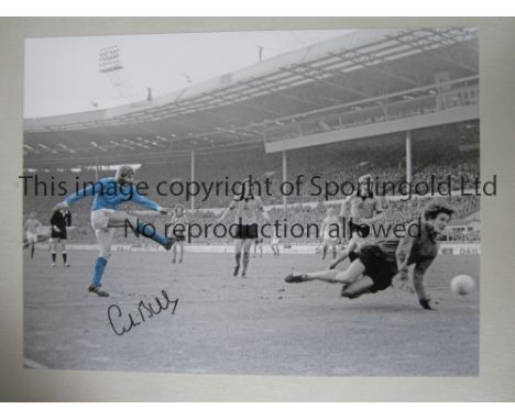 COLIN BELL / MANCHESTER CITY    Three photos, each measuring 16” x 12” and signed in permanent marker ; scoring in the 1974 L