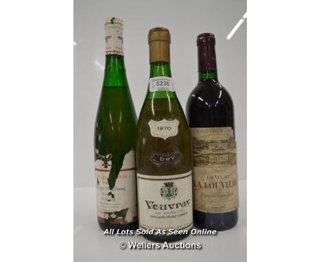 THREE VINTAGE WINES INCLUDING CHATEAU LA LOUVIERE ANDRE LURTON 1989, SERRIGER VOLGELSRANG 1989 AND VOUVRAY LE PARADISE RENE 1