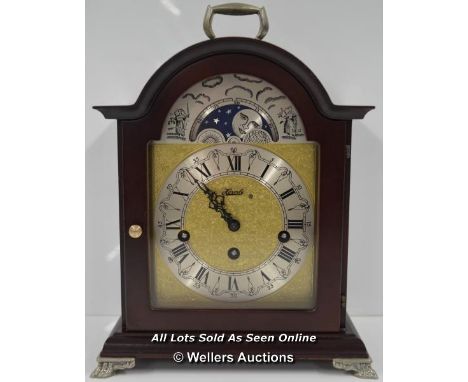 *LARGE FRANZ HERMLE WESTMINSTER 8 DAY BRACKET CLOCK, MOON PHASE / IN WORKING ORDER, 29CM HIGH  [LQD197]