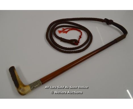 *GENTS EQUESTRIAN STAG HORN MALACCA HUNTING WHIP / TOTAL LENTH 8FT  [LQD197]