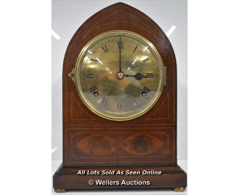 *INLAID WML GILBERT AMERICAN STRIKING MANTLE CLOCK. / 32CM HIGH, IN WORKING ORDER  [LQD197]
