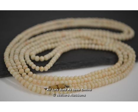 *VINTAGE ANGEL SKIN CORAL NECKLACE 41GR 62" [LQD197]