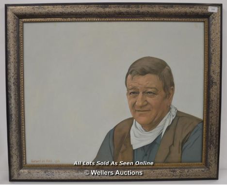 GERARD DE ROSE (1918 - 1987) PORTRAIT OF JOHN WAYNE ON CANVAS, SIGNED AND DATED 1971, 90 X 75 CM INCLUDING FRAME 
