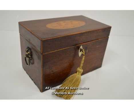 *REGENCY TWO SECTION TEA CADDY WITH SHELL MOTIF &amp; KEY / 20 X 13 X 10.5 CM  [LQD197]