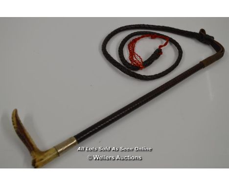 *LADIES OR CHILDS FIRST EQUESTRIAN PLAITED HUNTING WHIP / APPROX 5FT  [LQD197]