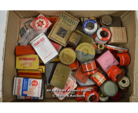 *COLLECTION OF VINTAGE PLASTERS/FIRST AID ITEMS OF VARIOUS MAKES AND AGES / INCLUDING EMPTY TINS  [LQD197]