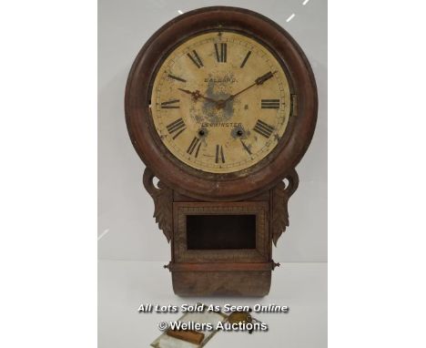 *MAHOGANY WALL CLOCK BALLARD OF LEOMINSTER. ANTIQUE DOUBLE FUSEE. FOR RESTORATION [LQD197]