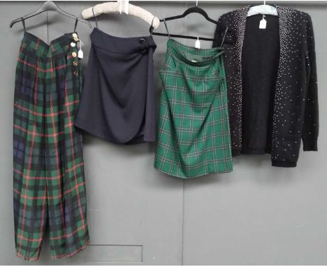 Ladies Saint Laurent and Rive Gauche Clothing comprising a black mohair and wool blend cardigan, with silver tone metal embel