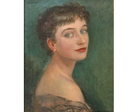 Dona Salmon (20th Century)Portrait of a ladySigned, signed and dated Nov. 1955, oil on canvas, 49cm by 39cmSome surface dirt 