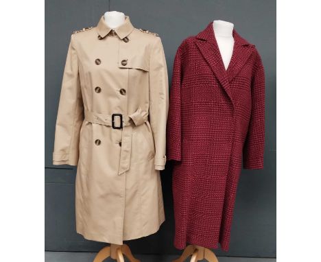 Jaeger Ladies Tan Canvas Trench Coat with epaulettes to the shoulders and cuffs, matching belt, double breasted, new with ori